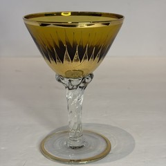 Gold Cordial Cocktail Glass Sorbet Glass Starburst Splatter Design Twisted Stem