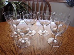 Wine Etched Floral Blown Smooth Stem 10 Oz Capacity – Set of 6 Glasses
