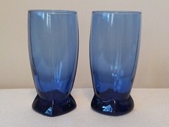 Vtg Pair Berkeley Cobalt Glass Anchor Hocking 16 oz Tumblers