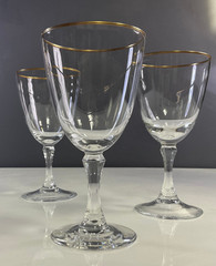 Lenox Mansfield Wine Glasses Gold Trim Set of 3 Vintage