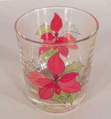 Block POINSETTIA Old Fashioned Glass Tumbler (s) LOT OF 4 Goertzen Watercolors