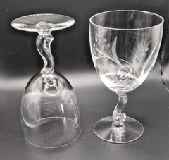 Fostoria Crystal Gray Cut Spring Pattern Water Goblet – set of 2