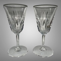 Vintage Set of 2 St Louis Crystal Cerdagne Clear Glass Burgundy Wine Glasses
