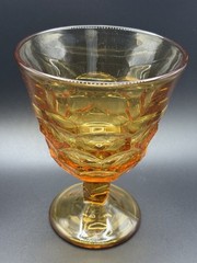Vintage Viking Georgian Amber glass goblet. 6×4.5” No chips or cracks. Pretty!