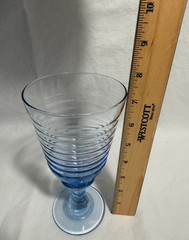 Set of 6 Vintage Blue Optic Swirl Stemmed Goblets Wine Water Glasses France 6…