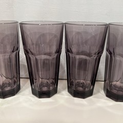4 Libbey Duratuff GIBRALTAR 16 oz Amethyst Purple 8 Panel 6.25″ Iced Tea Coolers