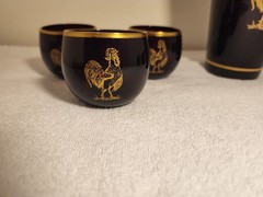 Vintage 1930s Martini Shaker Set Ruby Red With Gold Roster