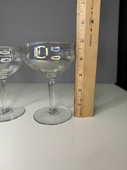Set Of Four Coup Champagne Glasses Irredescent Vertical Optic / See Pics