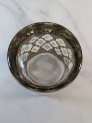 Vintage Culver Valencia Old Fashioned Glass & 2 Tumblers 22K Gold Green Diamond