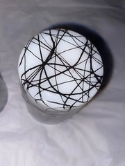 Vintage MCM Hazel Atlas Spaghetti String Black Drizzle Tumblers Glasses Set Of 2