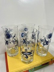Libbey Royal Norfolk Blue Floral Glass Water Iced Tea Tumblers Set Of 4