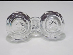 Baccarat Depose Model 11 Leaded Crystal Center Handled Double Shaker Stand
