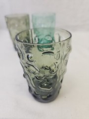 Anchor Hocking Lido Milano Juice Glasses 3” Tall Blue And Green Set of 3