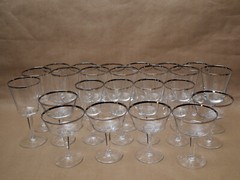 Vintage Lenox Solitaire Platinum Trim Stemmed Blown Glasses – 24 Pieces