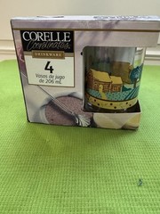 Vintage Corelle Coordinates Landscape 4 Juice Glasses 7 oz NOS In Box
