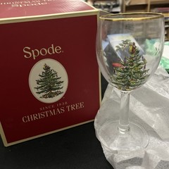 Vintage Spode Christmas Tree Wine Glasses Set of 4 In Original Box Holiday