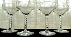 Libbey Glass 4 Clear Empire 3700 Twist Stem Tall Champagne Sherbets Glasses