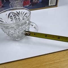 Vintage Anchor Hocking Arlington Party Cups Set 12 Clear Glass 6 Oz Handles