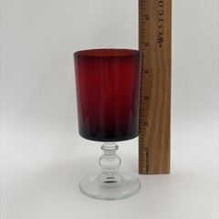 Vintage Ruby Red Stem 4.5″ Cordial Juice Wine Goblet Glass Made In France