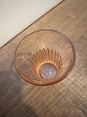 Anchor Hocking Glass Co. QUEEN MARY Vertical Ribbed Pink Flat Juice Tumbler
