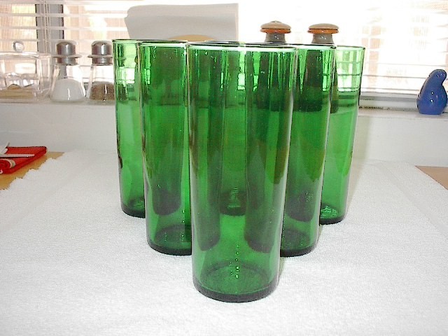 Vintage Anchor Hocking Forest Green Straight Tom Collins High Ball Tumblers NOS