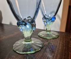 2 Bormioli Rocco Bahia Footed 6″ Tall Water Goblet Green Blue Italian Glassware