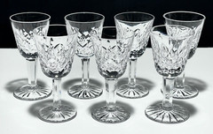 7 VINTAGE WATERFORD CRYSTAL LISMORE CORDIAL LIQUEUR SHOT GLASSES ~ IRELAND MADE