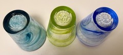 Kosta Boda Ulrica Hydman Vallien Swirl Glass Tumblers Lot Of 3-Blue Teal Green