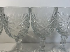 4 Vnt Libby STAR OF DAVID Hobstar Starburst Goblets Glasses Water Wine 12oz 7.25