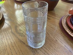 Pair of Ralph Lauren Crystal GLEN PLAID 6 1/4” Highball Glasses (2) signed