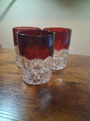 3 EAPG With Ruby Stain Rim Glass Tumblers