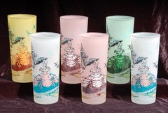 Set of 6 ~ Southern Belle Tumblers ~ Frosted Tom Collins Glasses ~ Vintage