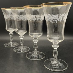 Mikasa Antique Lace 4 Piece Crystal Iced Tea Glasses 1989-91 Austria 8″tall 10oz