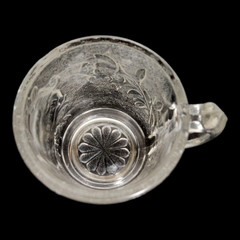 EAPG Campbell, Jones & Co no 125 Rose In Snow Clear Glass Remembrance Mug c 1883