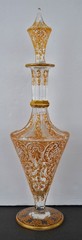 Moser Gold Enamel Decanter Goblets Signed