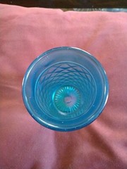 Northwood Celeste Blue Concave Diamond Tumbler 4 1/2″ Carnival Glass 8oz Juice