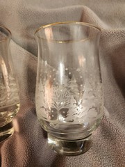 2 Libbey Glasses Tumblers Etched Frosted Arbys Winter Snow Scene Christmas
