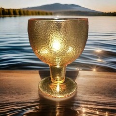 Amber Dimpled Textured Glass Footed Water Goblet Tumbler Retro 5″H 16oz