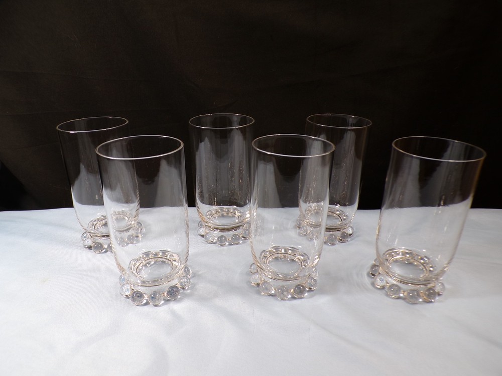 Set of 6 Imperial Clear Glass Candlewick Tumblers 5 3/8″ Tall