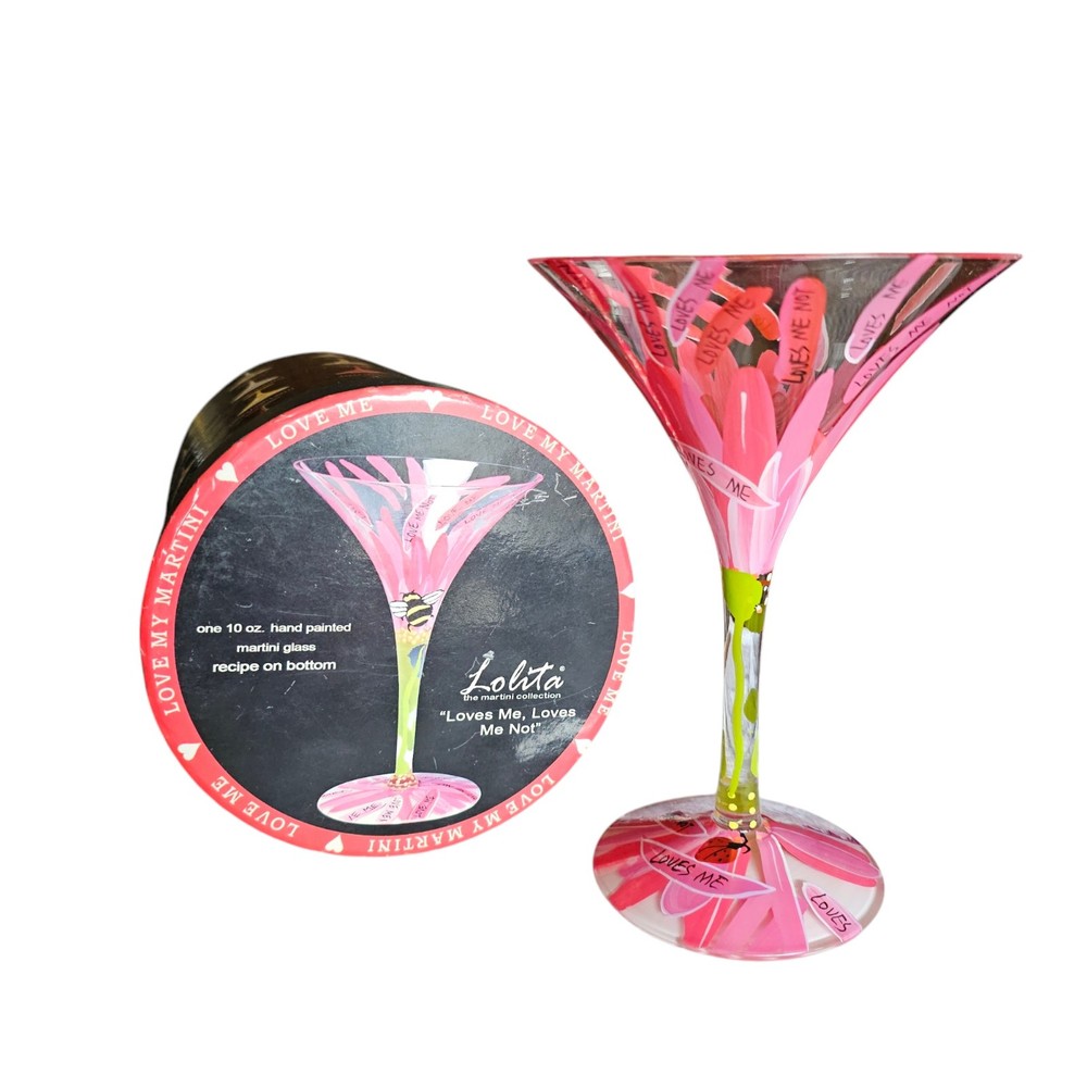 Lolita ‘Loves Me, Loves Me Not’ Handpainted Martini Glass Recipe On Bottom