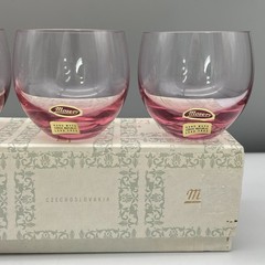 NOS MCM Box Set 6 MOSER CORDIAL SPIRIT LIQUEUR Bar Glasses ROSALIN PINK Culbuto