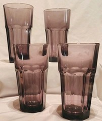 4pc Set Libbey Glasses Duratuff Gibraltar Violet Purple Glass Tumblers 16oz