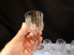 Set of 7 Westmoreland Clear Glass Paneled Grape Cordials Small Wine Goblets