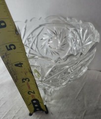 Footed Crystal Starburst Serving Bowl Dish Cut Glass 6″ Candy Fruits Clear Decor