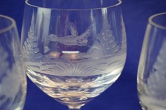 Wildlife Hunting Man Cave Crystal Set of 5 Water Goblets NWT Germany (Y7)