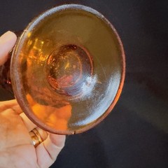 Indiana Glass Whitehall Amber Cubist Footed 6″ Tall Tumbler Vase Vtg MCM