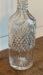 ABP Cut Crystal Whiskey Bottle-Strawberry, Diamond, Fan with Sterling Stopper