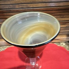 Set of 6 Swirl Art Glass Goblets, Brown Beige, 8 inches tall