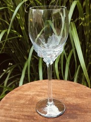 Art Wine Glass Ion Tamaian Romania Signed Hand Blown 10 3/8″