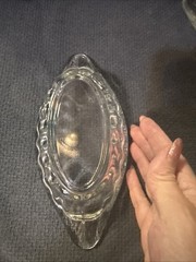 Vintage Heavy Banana Split Boats Clear Glass Oval Shape Dishes Set of 3 Mexico